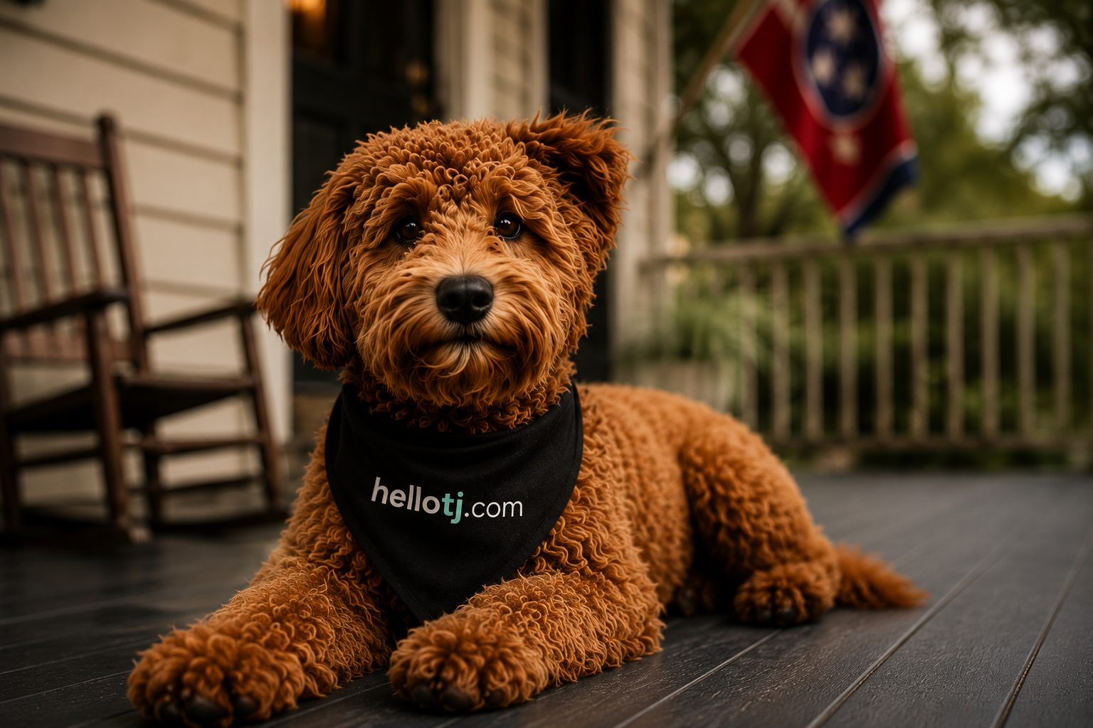Bosco on the porch