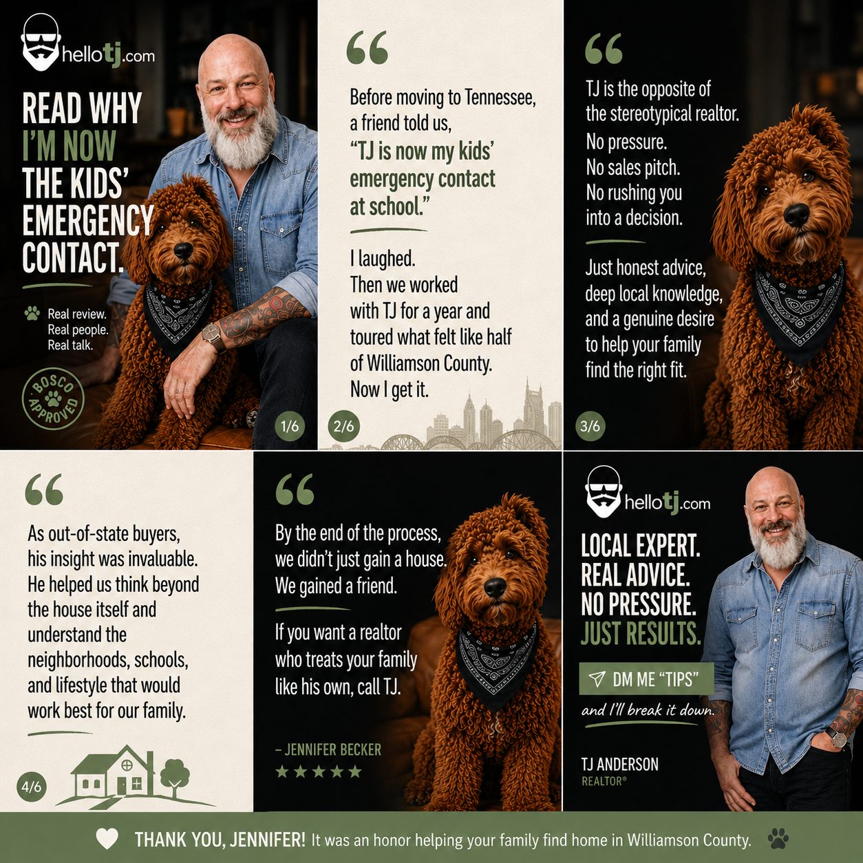 Client review carousel