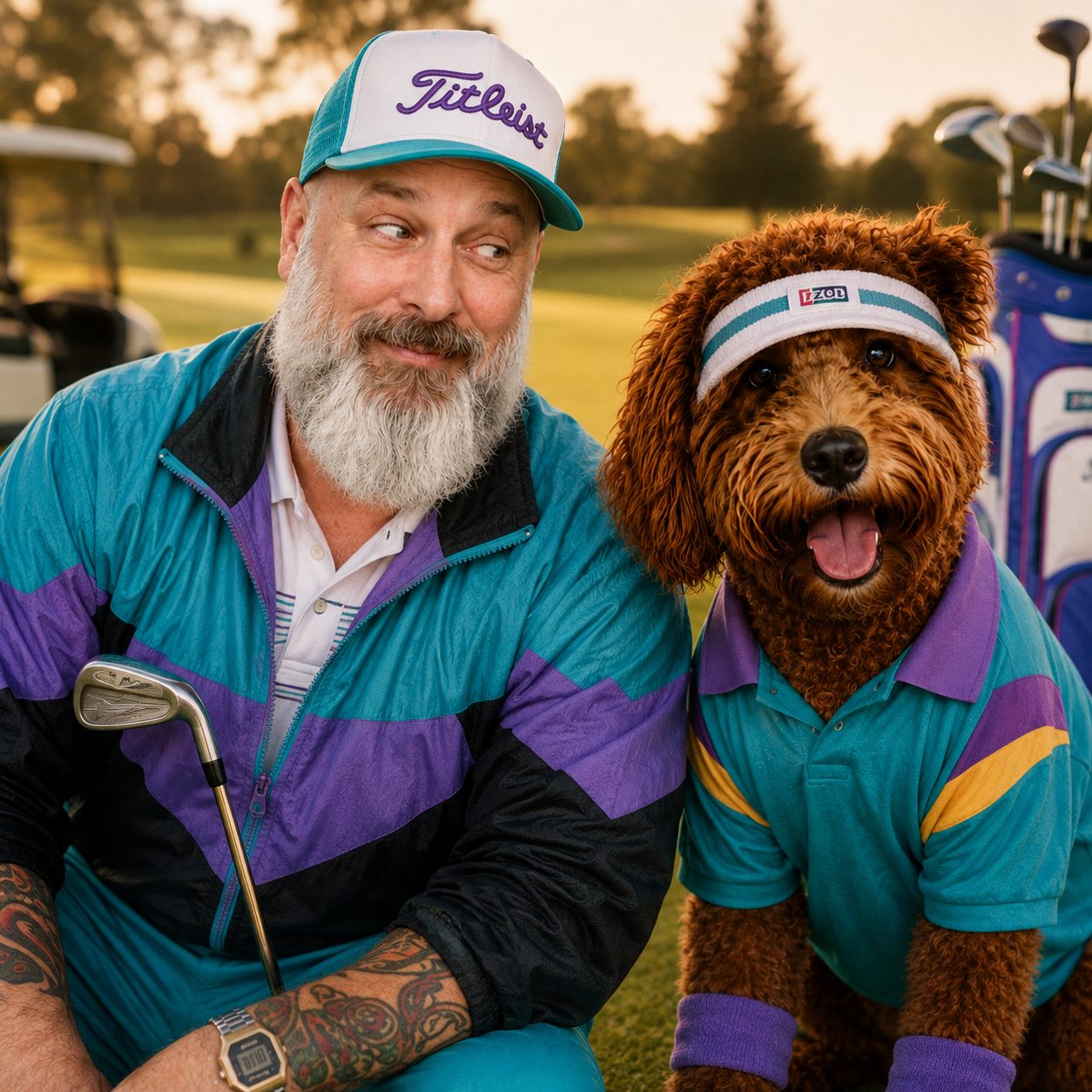TJ and Bosco on the course