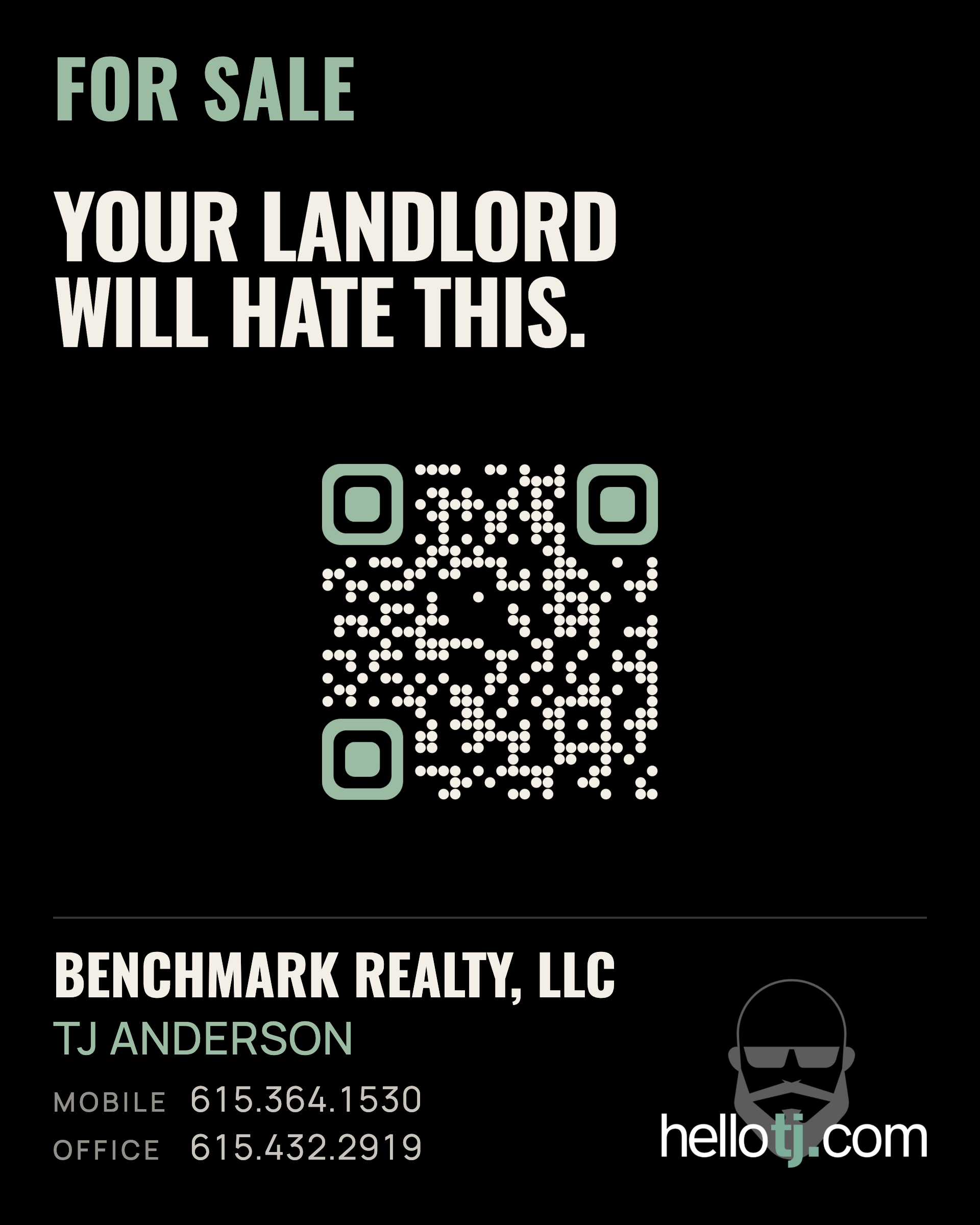 helloTJ yard sign — FOR SALE: Your landlord will hate this.
